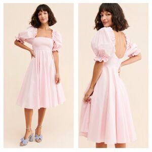 SELKIE Maria Midi Dress Pink